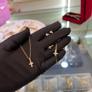 Cross stoned kiddies jewelry set