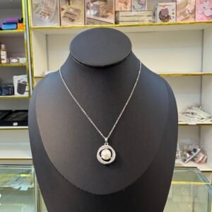Silver Pearl Halo Necklace