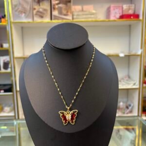Ruby Crystal Butterfly Necklace